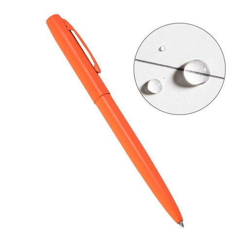 Rite In The Rain All Weather Metal Clicker Pen with Clip Refillable - Safety Blaze Orange - Black Ink