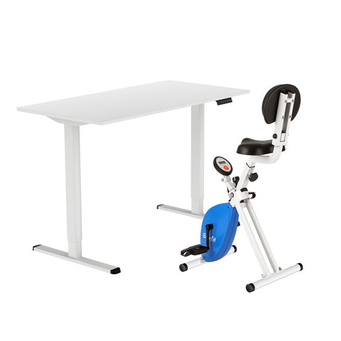 Artiss Under Desk Exercise Bike with 120cm Automatic Standing Desk Magnetic Resistance White
