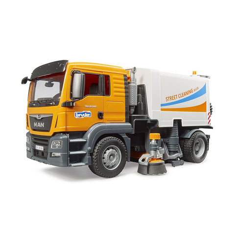 Bruder Licensed 1:16 Scale MAN TGS Street Sweeper Truck Model With 2 Rotating Round Brushes