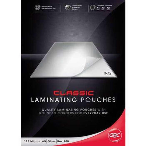 GBC Laminating Pouch 125 Micron A5 Clear Pack 100
