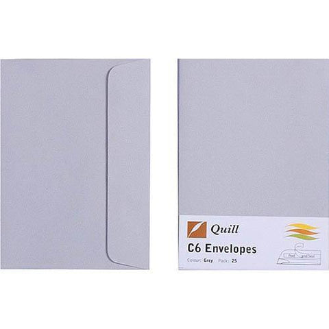 Quill C6 Coloured Envelopes Pack 25 (Grey)