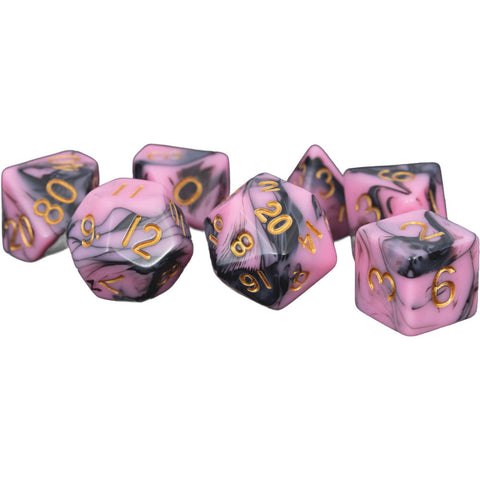 Fanroll By Metallic Dice Games MDG Acrylic Dice Set Gold Numbers - Pink/Black
