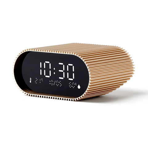 Lexon Ray Clock Lcd Alarm Clock with Temp and Humidity Display (Gold)