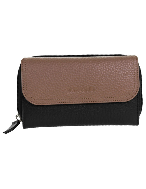 Pierre Cardin Women's Tri-Fold Tab Protected RFID Wallet 17cm Black/Taupe