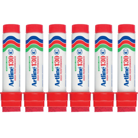 Artline 130 Permanent Marker 30mm Chisel Nib Red Box 6