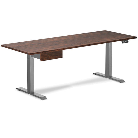 Desky Dual Softwood Standing Desk With Drawer 200cm American Rustic Pine Desktop and Space Grey Frame