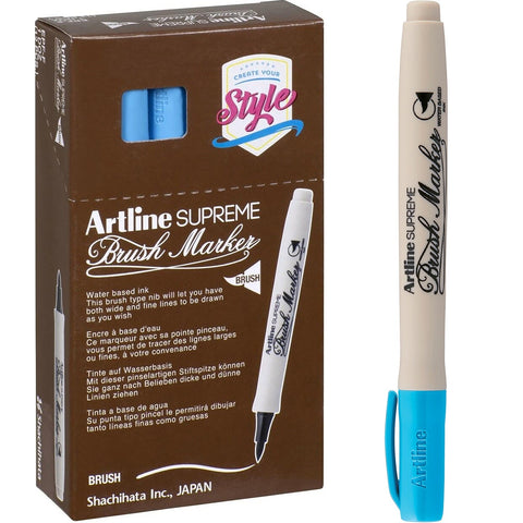 Artline Supreme Brush Marker Box of 12 (Light Blue)