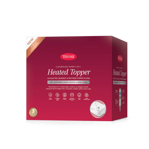 Tontine King Luxuriously Warm 2in1 Heated Topper  (White)