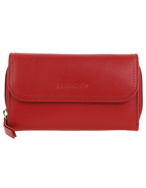 Pierre Cardin Women's Tri-Fold Tab Protected RFID Wallet Cherry/Taupe 17cm