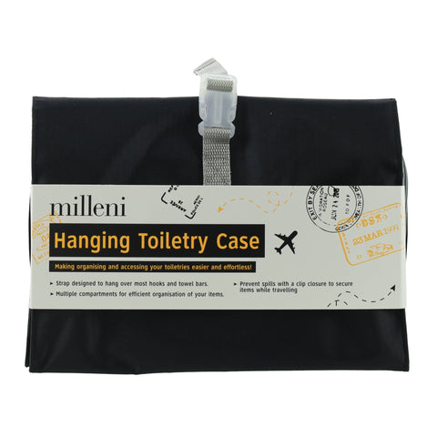 Milleni Multiple Compartment Travel Hanging Toiletry Case 59.7cm Black