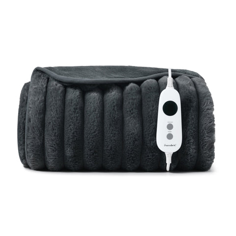 Dreamaker Cirra Chunky Embossed Fleece Heated Throw [130x160cm] (Charcoal)