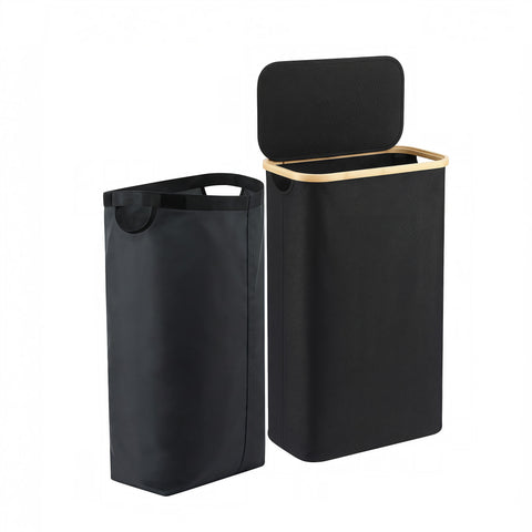 Artiss Laundry Basket with Removable Bag Foldable Black 60L