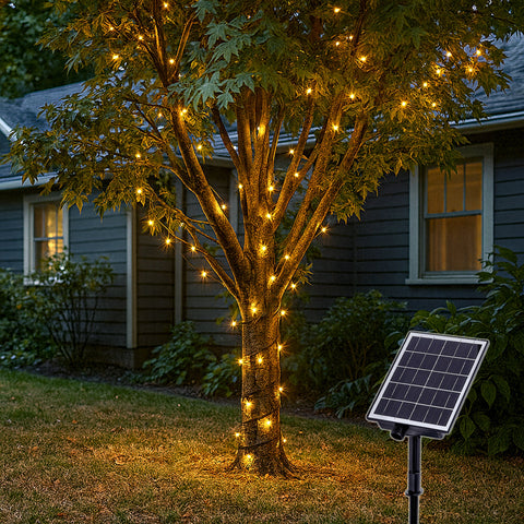 Lexi Lighting Solar 420 LED Fairy Christmas Lights Chain Warm White