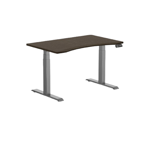 Desky Dual Ergo Edge Sit Stand Desk 120cm Dark Bamboo Desktop and Space Grey Frame