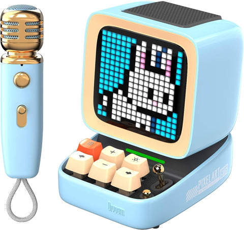 Divoom Ditoo-Mic Mini Karaoke Machine Pixel Art Bluetooth Speaker (Blue)