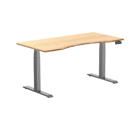 Desky Dual Ergo Edge Sit Stand Desk 150cm Bamboo Desktop and Space Grey Frame