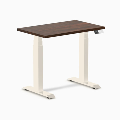 Desky Dual Mini Rubberwood Sit Stand Desk 100cm Dark Walnut Desktop and Wheat Frame