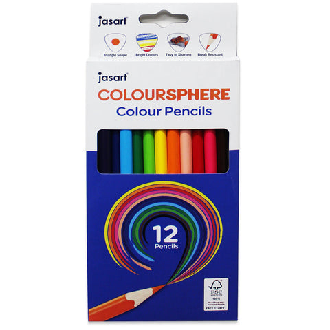12pc Jasart Coloursphere Colour Pencil Set - Triangular