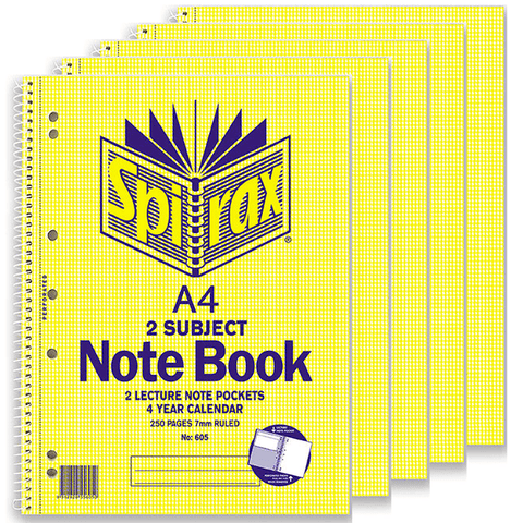 Spirax 605 2 Subject Notebook A4 5pack