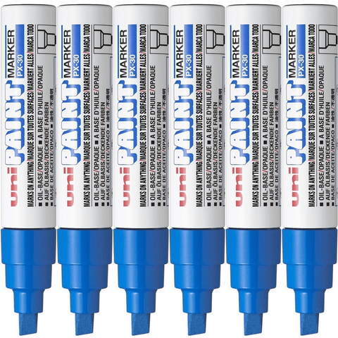 Uni-Ball PX30 Box 6 Paint Marker Chisel Tip 8mm (Bold Blue)