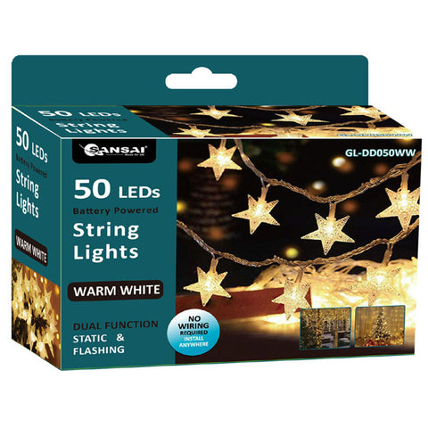 Sansai 50 LED Star String Lights (Warm White)
