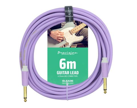 Precision Audio 1/4" 6.35mm Guitar Lead Instrument Cable Purple 6m