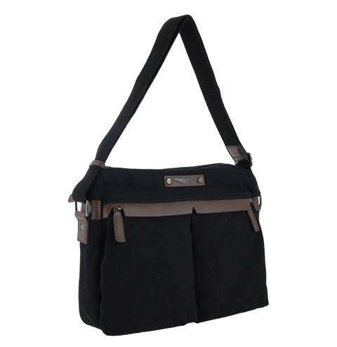 Police Rustic Men's Canvas Messenger Business Shoulder Bag 38cm Black