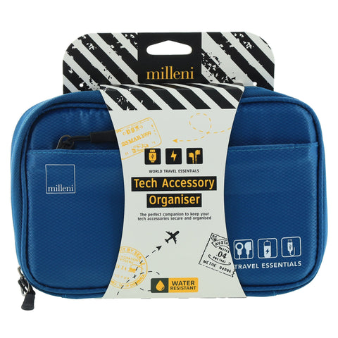 Milleni Multiple Compartment Secure Travel Tech Accessory Organizer 21cm Teal