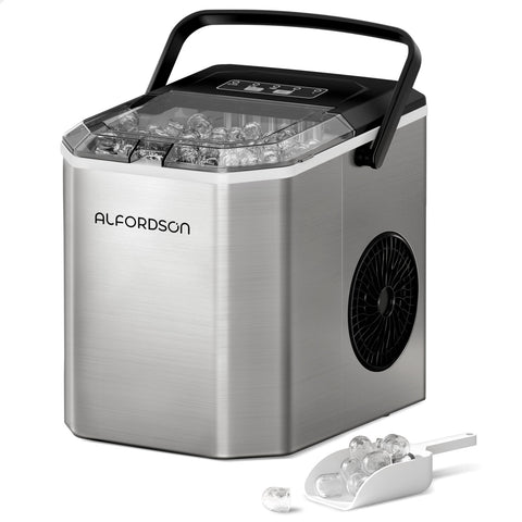 ALFORDSON Ice Maker Machine Portable Countertop 12kg With Handle (Silver)