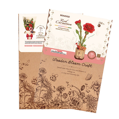 Robotime Wood Bloom Red Carnation