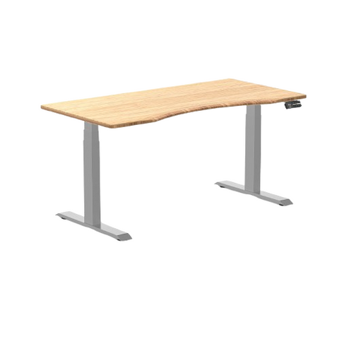 Desky Dual Ergo Edge Sit Stand Desk 150cm Bamboo Desktop and Grey Frame