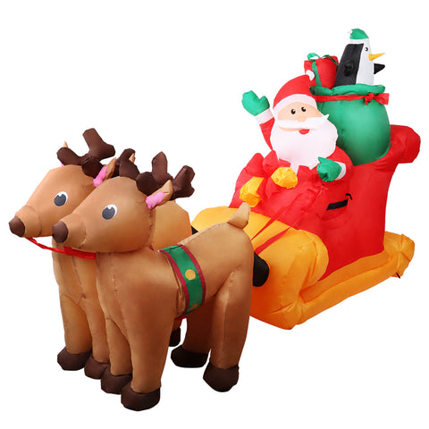 Jingle Jollys Christmas Inflatable Santa Sleigh 2.2M Illuminated Decorations
