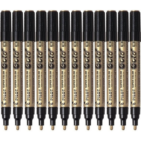 Pilot Super Colour Permanent Marker Medium 4.5mm Gold Box 12