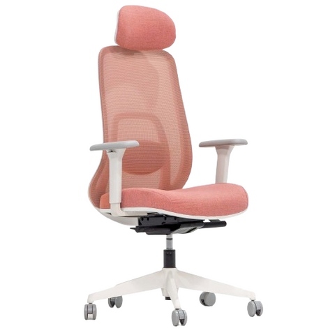 Desky Regal Mesh Office Chair - Coral Orange / Headrest