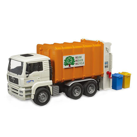 Bruder 1:16 Scale MAN TGA Rear Loading Garbage Truck Model With Bins