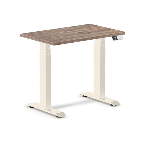 Desky Dual Mini Sit Stand Desk 800x500 Natural Walnut Desktop and Wheat Frame