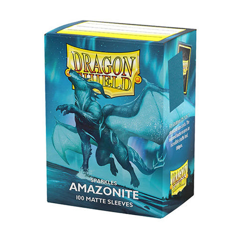 Arcane Tinmen Dragon Shield Standard 100ct Matte Sparkles Amazonite Blue Sleeves 63x88mm