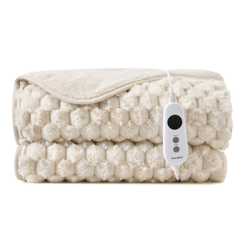 Dreamaker Emmett Textured Faux Fur Heated Throw [180x200cm] (Cream)