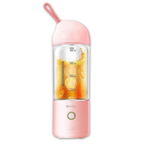 Sansai 400ml 22.5cm Portable Micro USB Rechargeable To-Go Glass Blender Pink