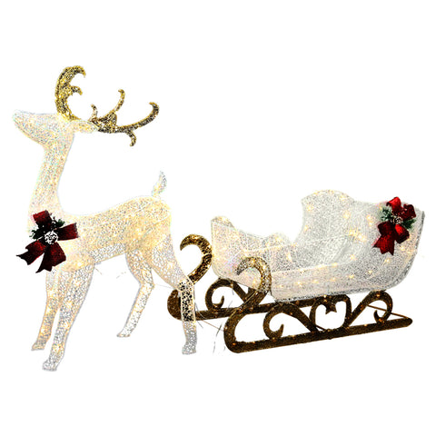 Jingle Jollys Christmas Lights Reindeer Sleigh215 LED Decorations