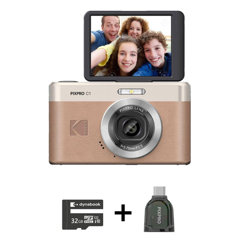 Kodak Pixpro C1 Digital Camera with MicroSD Card Bundle (Brown)