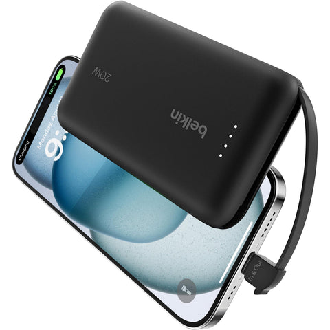Belkin BoostCharge 10K Power Bank with integrated Cable (Black)