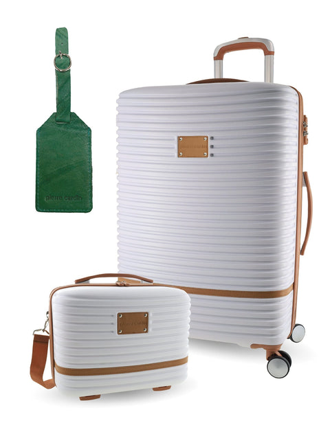 Pierre Cardin Large Hard-Shell Suitcase & Mini Beauty Case Set w/ Tag White