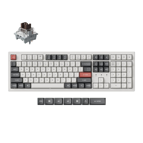Keychron K10 Ultra 8K Wireless Custom Mechanical Keyboard - Apex Brown Switch (White)