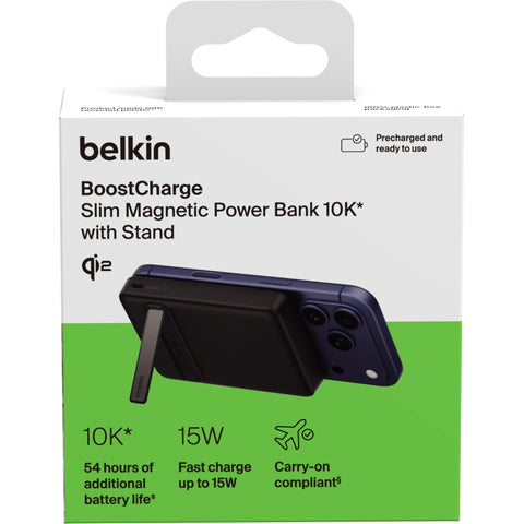 Belkin BoostCharge Slim Magnetic Power Bank 10K with Stand (Black)