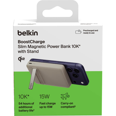 Belkin BoostCharge Slim Magnetic Power Bank 10K with Stand (Sand)