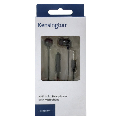 Kensington 3.5mm In Ear Headphones/Earphones Headset with Microphone Mic Black