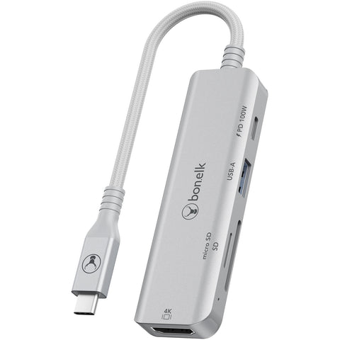 BONELK Long-Life USB-C 5 in1 Multiport Hub (Silver)
