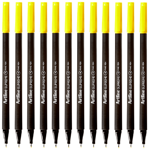 Artline Box 12 Supreme Fineliner Pen 0.4mm (Yellow)