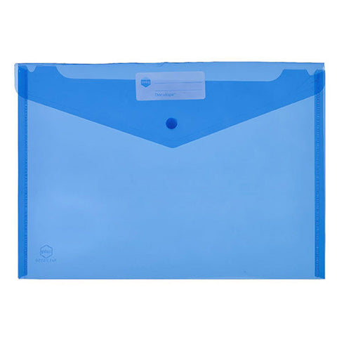 Marbig A4 Document Wallet with Button - Blue